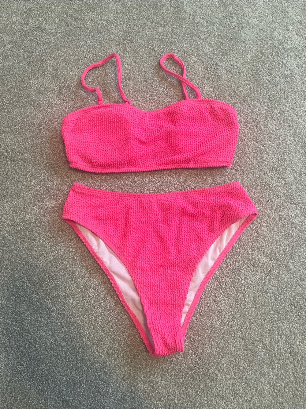 Hot Pink Textured Bikini Set